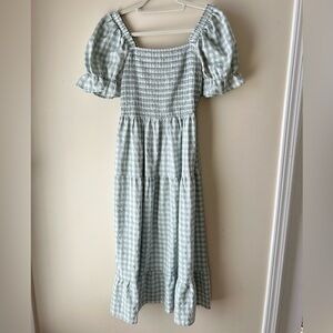 Amazon Light Green Gingham Dress